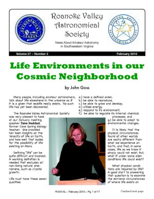 February 2010 RVAS Newsletter