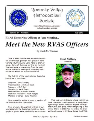 July 2010 RVAS Newsletter